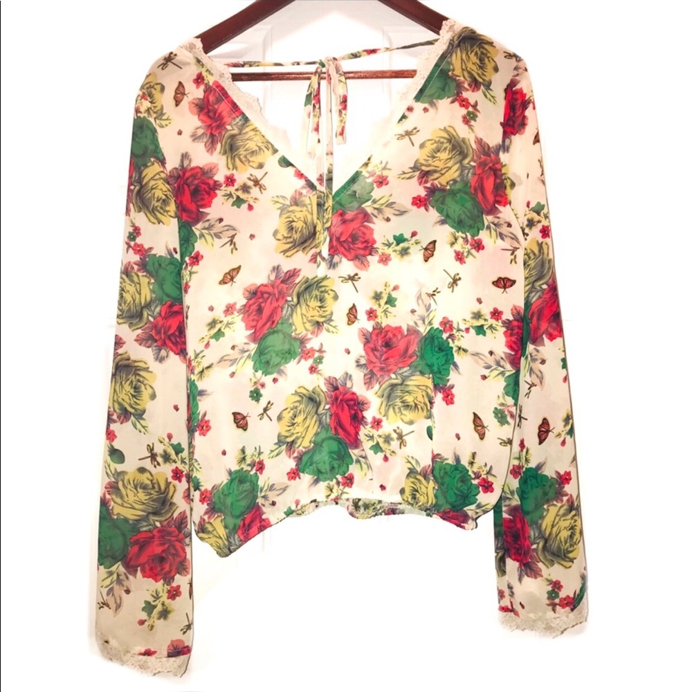 Ya Los Angeles boho silk blend peasant blouse